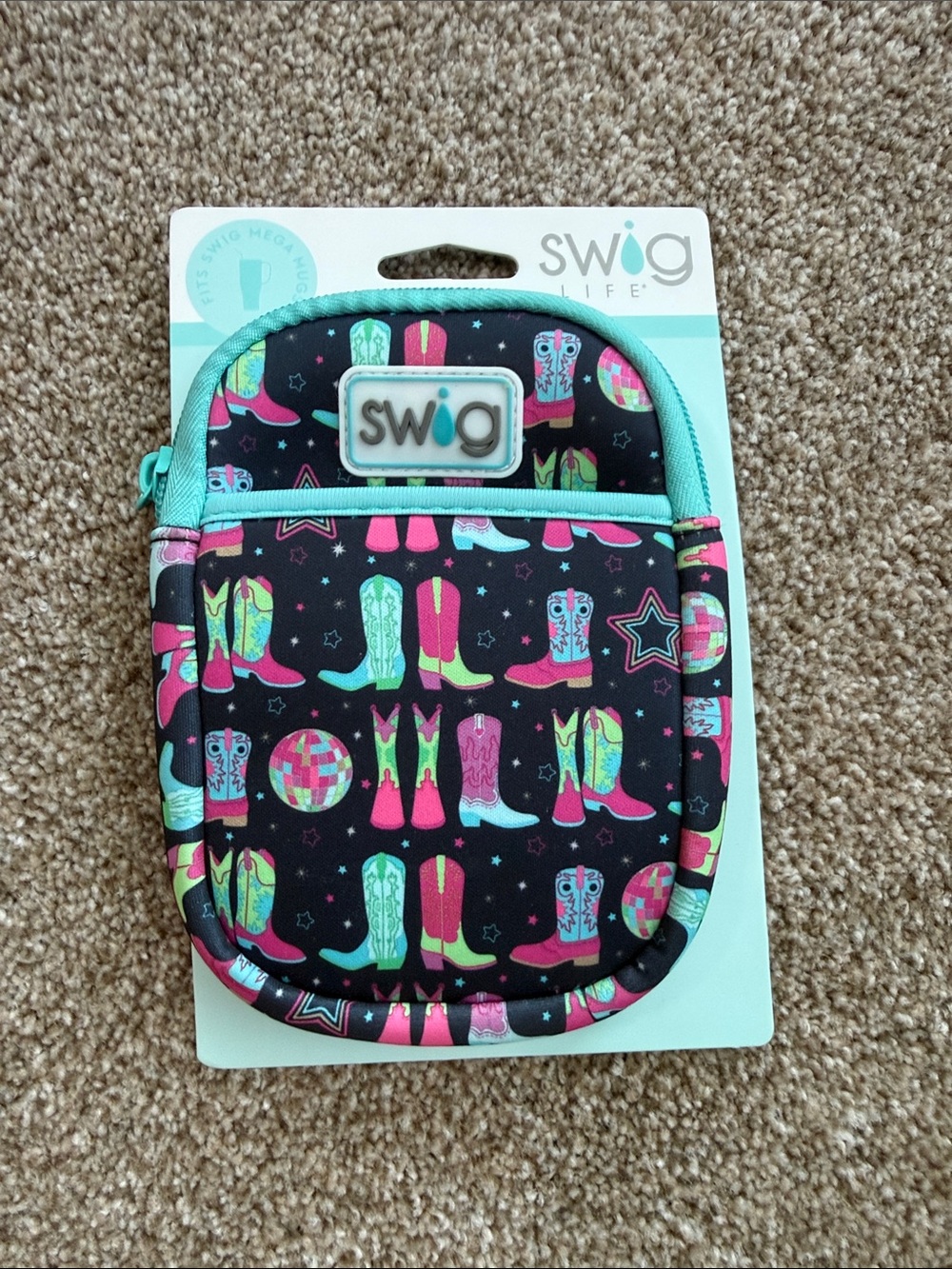 Swig Life Women's Black Multicolor Cowboy Boots Pouch
